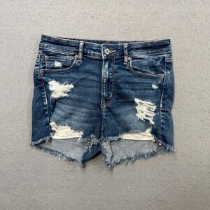 NEW American Eagle Shorts Women's 6 Blue Dark Wash High Rise Cut Off Distressed